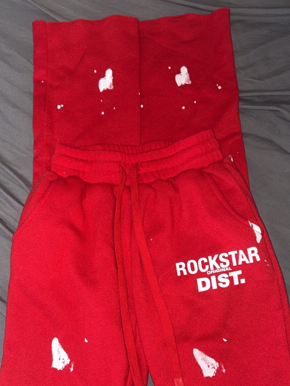 Rockstar Dist. Red Boot-Cut Sweatpants